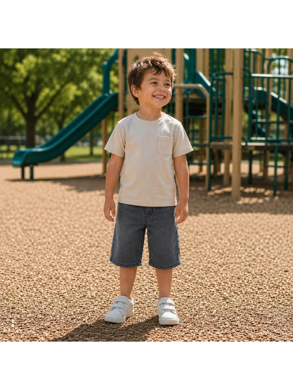 Children's Place Boy's Shorts Gray Denim Jean's Faded Stretch School Casual 4T